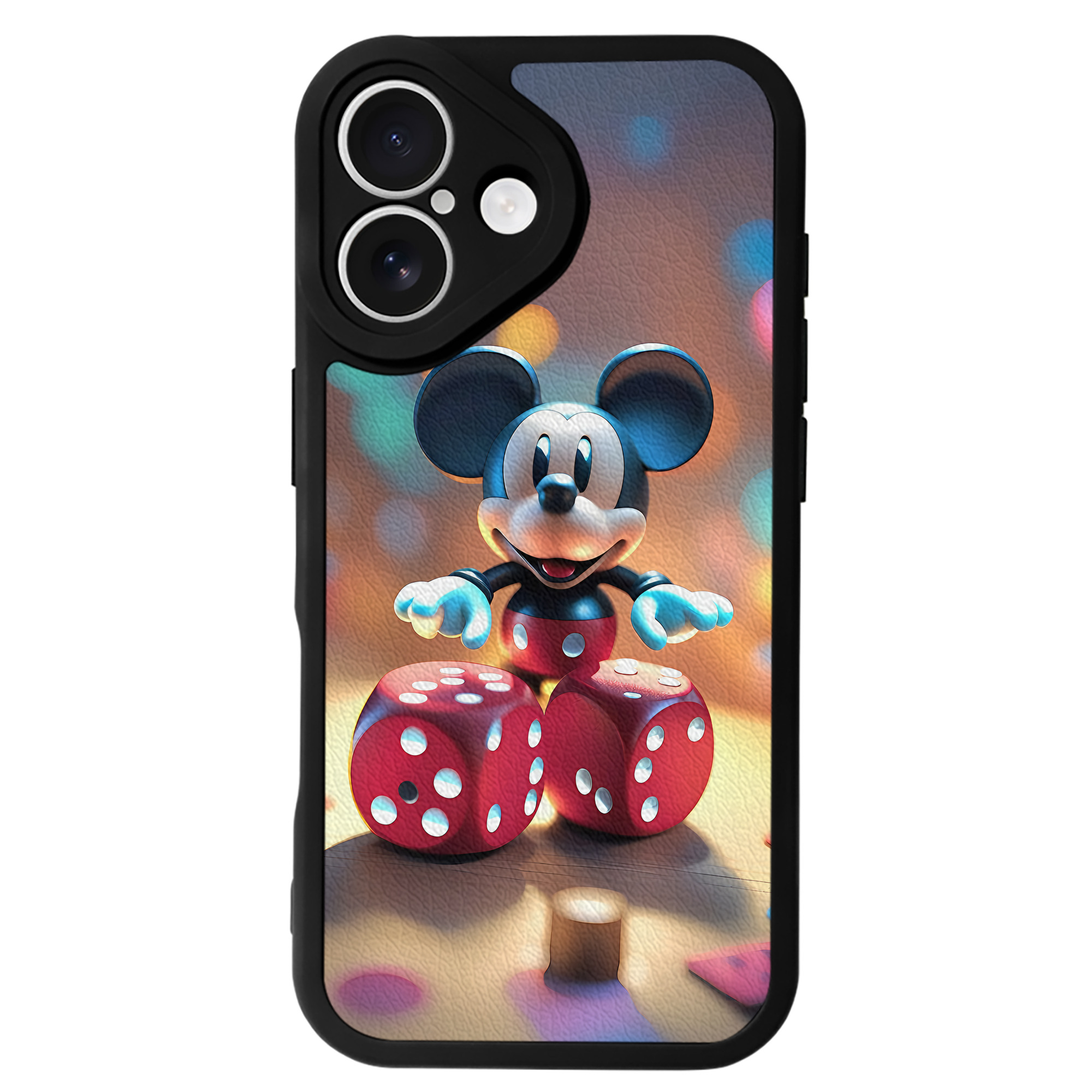 （画像用） ミッキーマウス Mickey Mouse 【iPhone 16シリーズ対応】シリコンスマホケース（レザー調） 材質：シリコン
